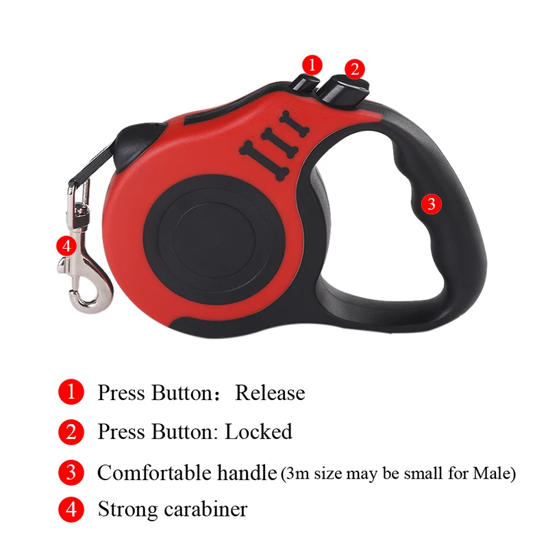 Dog Leash: 3M & 5M Leash for Small Dogs or Cats with Automatic Retractable Durable Nylon Leash Great for Puppies, Outdoor, Travel, Walking, Hiking.