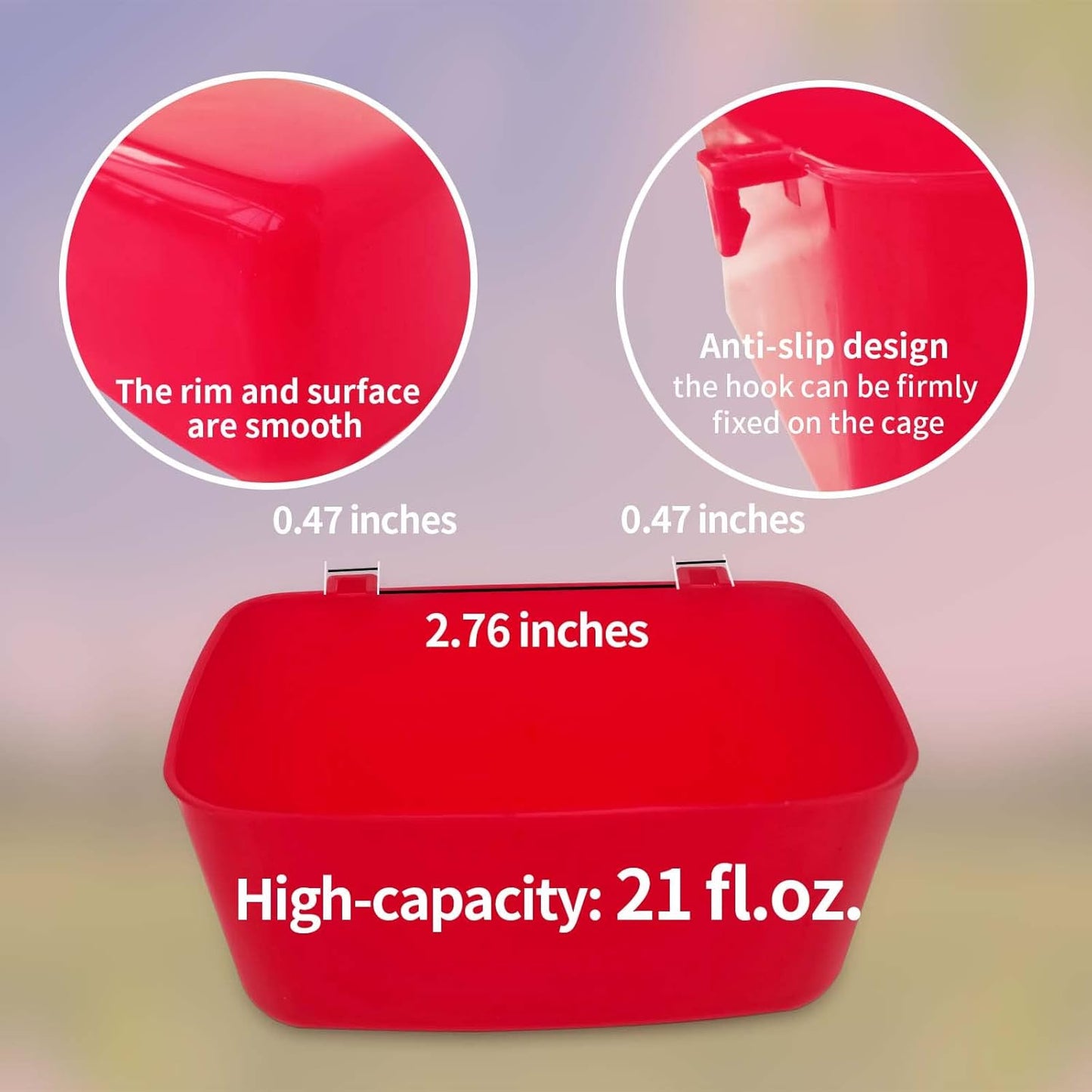 24 Pack Rabbit Feeder Waterer Chicken 21 Oz Food Water Cage Cups Puppy Cat Hanging Feeding Dish Coop Bowl Watering Container Treats Drinker for Pigeon Bird Bath Basin Hamster Bed