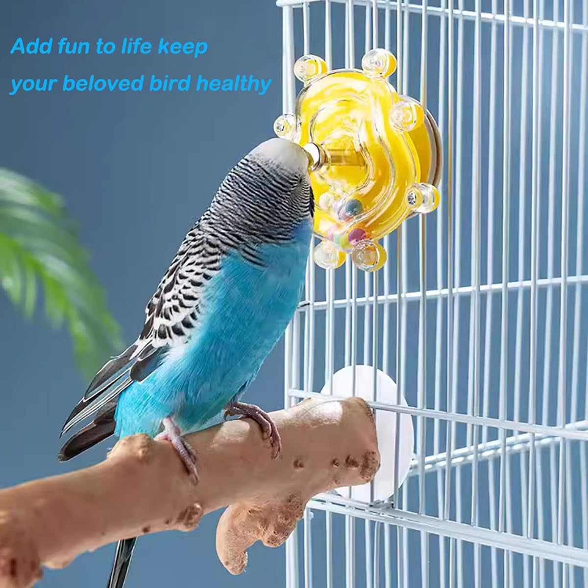 Windmill Roller Parrot Toy for Conure Cockatiel Budgies Lovebird Parrotlet Sun Conure Budgie Mini Macaw Small Medium Birds (Yellow)