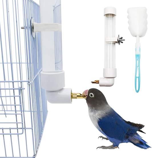 Automatic Parrot Water Dispenser - 1PC Bird Water Bottle with Cleaning Brush, Cage Accessories for Parakeet, Cockatiel, Lovebirds, 130ML
