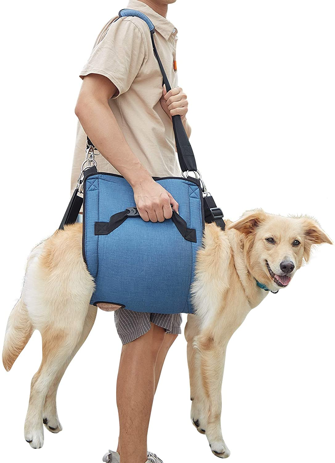 Pet Carrier: Sling, Emergency Backpack, Pet Legs Support & Rehabilitation, Lift Harness for Nail Trimming, Carrier for Senior Dogs with Joint Injuries, Arthritis, up and down Stairs (XXL, Blue)