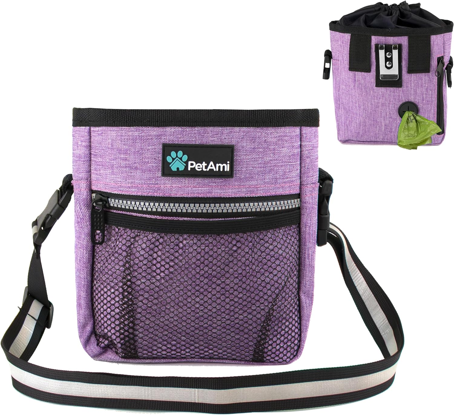 Dog Care: Dog Treat/Training Pouch with Waist Shoulder Strap, Poop Bag Dispenser | Bag for Treats, Kibbles, Pet Toys | 3 Ways to Wear