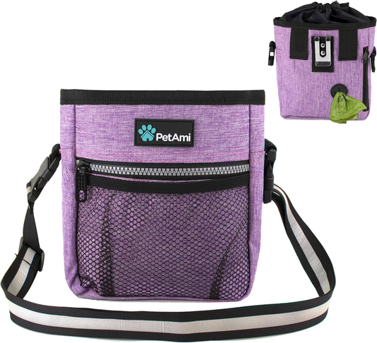 Dog Care: Dog Treat/Training Pouch with Waist Shoulder Strap, Poop Bag Dispenser | Bag for Treats, Kibbles, Pet Toys | 3 Ways to Wear