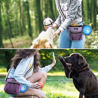 Dog Care: Dog Treat/Training Pouch with Waist Shoulder Strap, Poop Bag Dispenser | Bag for Treats, Kibbles, Pet Toys | 3 Ways to Wear