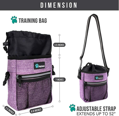 Dog Care: Dog Treat/Training Pouch with Waist Shoulder Strap, Poop Bag Dispenser | Bag for Treats, Kibbles, Pet Toys | 3 Ways to Wear