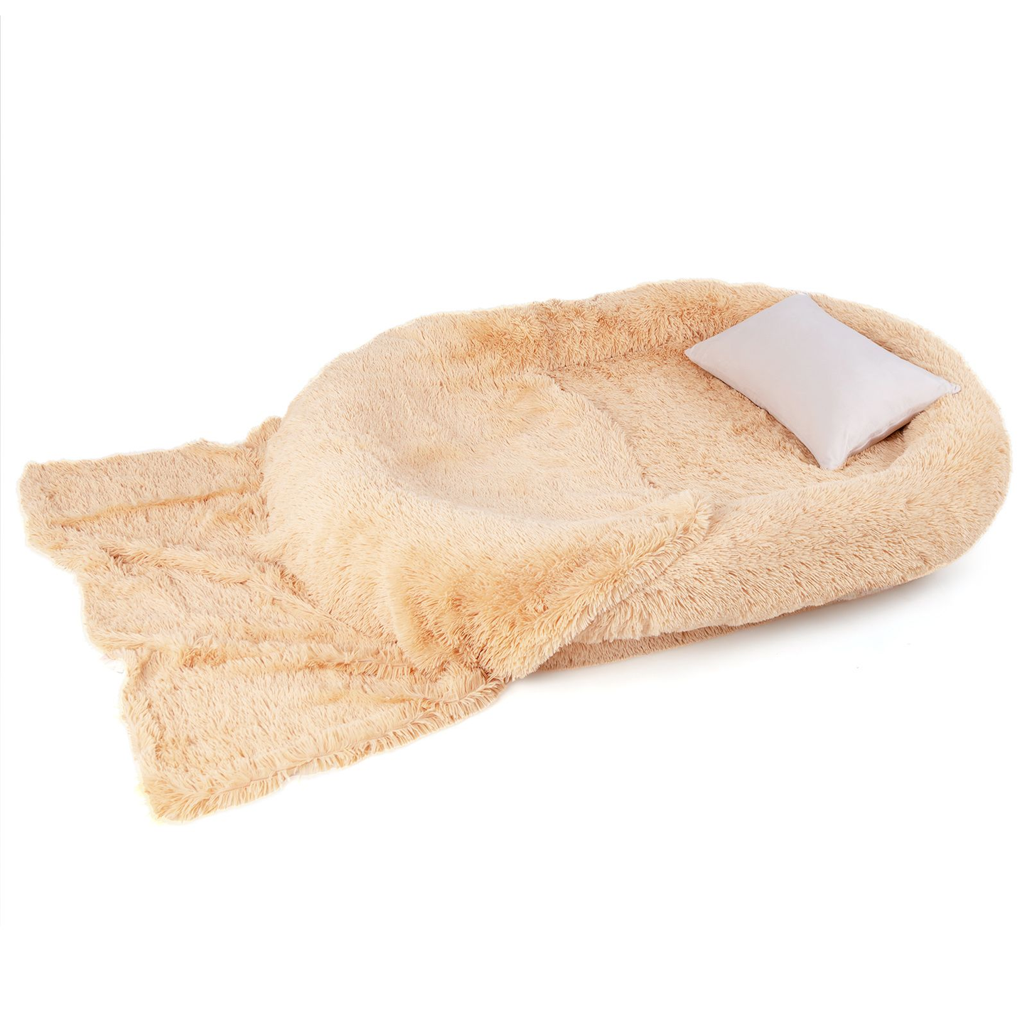 Dog Bed: Human Sized Dog Bed (L171 x W115 x H25 cm) with Soft Blanket (L180 x W123 cm) and Plump Pillow (L59 x W40 x H17 cm)