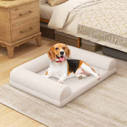 Dog Bed: Orthopedic Dog Bed Egg-Foam with 3-Side Bolster measures 90 x 69 x 18 cm (L x W x H)