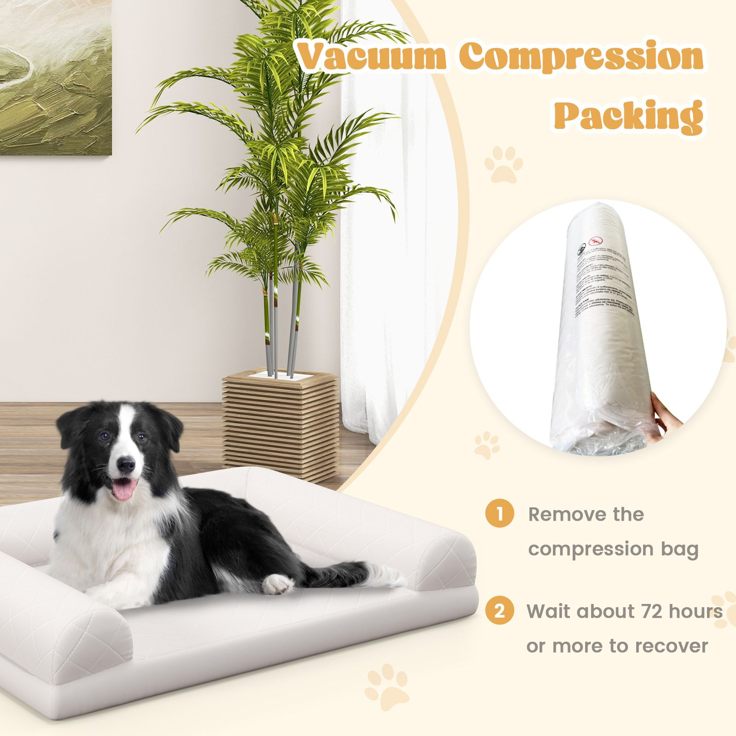 Dog Bed: Orthopedic Dog Bed Egg-Foam with 3-Side Bolster measures 90 x 69 x 18 cm (L x W x H)
