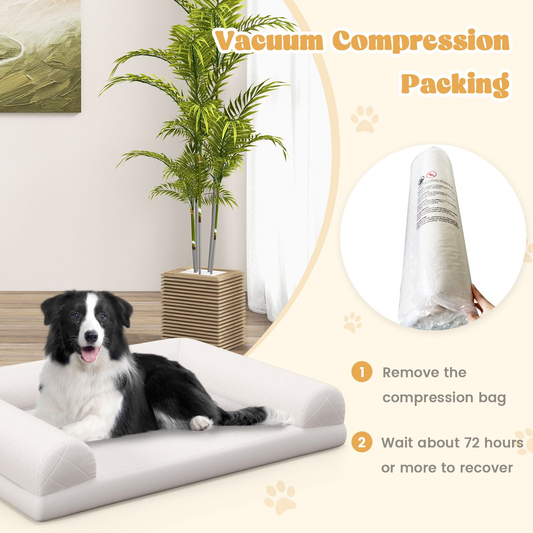 Dog Bed: Orthopedic Dog Bed Egg-Foam with 3-Side Bolster measures 90 x 69 x 18 cm (L x W x H)