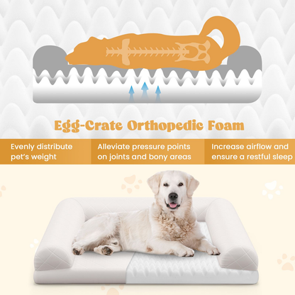 Dog Bed: Orthopedic Dog Bed Egg-Foam with 3-Side Bolster measures 90 x 69 x 18 cm (L x W x H)