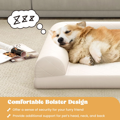 Dog Bed: Orthopedic Dog Bed Egg-Foam with 3-Side Bolster measures 90 x 69 x 18 cm (L x W x H)