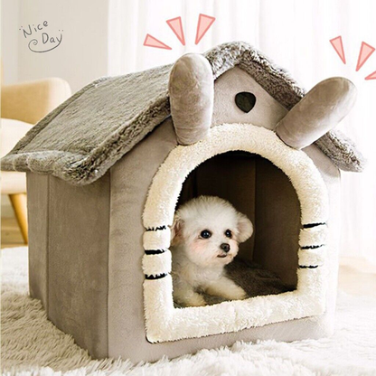 Pet Bed: Cat/Kitten | Dog/Puppy Igloo Fleece Bed Cosy, Washable, Warm House Cave