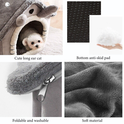 Pet Bed: Cat/Kitten | Dog/Puppy Igloo Fleece Bed Cosy, Washable, Warm House Cave