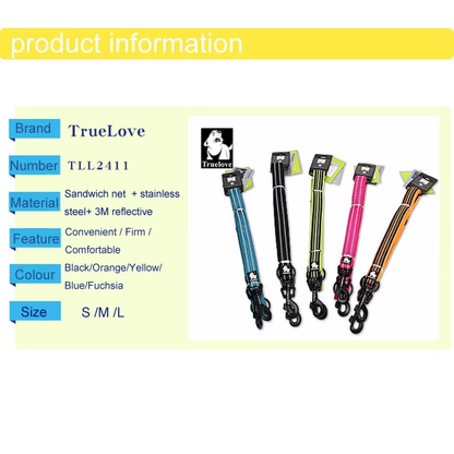 Dog Leash: Multi-Function Dog Lead, Suitable for Use with Collars and Chest Straps, Reflective & Hands-Free