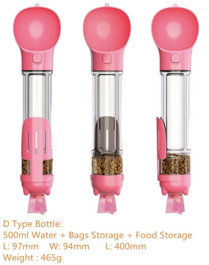Dog Care: Travel Water Bottle, Portable Drinking Water Dispenser with Poo Bags Storage