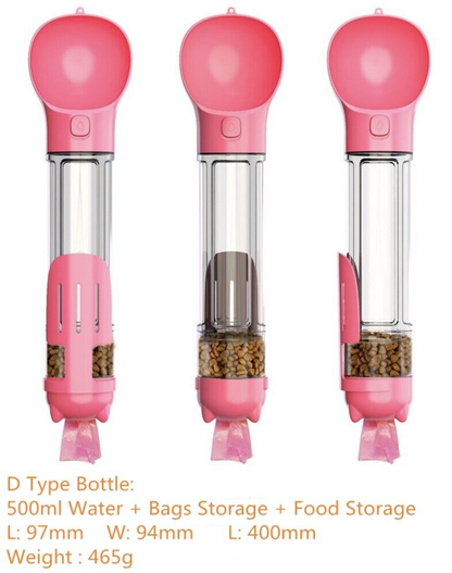 Dog Care: Travel Water Bottle, Portable Drinking Water Dispenser with Poo Bags Storage