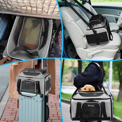 Pet Carrier: Top-Expandable Carrier, Airline Approved, 17 x 12 x 8.5 Inch Soft Silk Carrier for Small Cats and Dogs with Locking Safety Zippers and Anti-Scratch