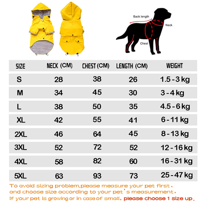 Dog Coat: Waterproof Dog Coat for Small, Medium, Large Dogs | Windproof Jacket | Dog Raincoat | Pet Clothes in Pink & Yellow