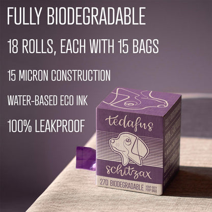 Dog Poo Bags 270 Biodegradable Doggie Poop Bags Thick Refill Rolls Tie Handles