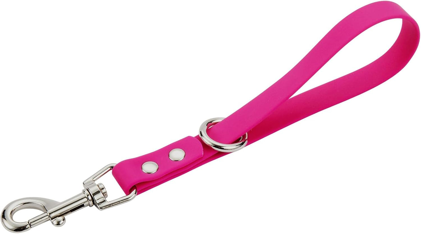 Dog Training Agility Leash - 9 Inch Pink PVC Short Leash with Grab Tab for Close Control and Safety