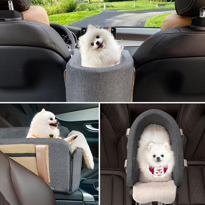Dog Car Booster Seat - Cat Carrier with Safety Tethers for Dogs & Cats, Easy Carrying Strap, Travel Bags