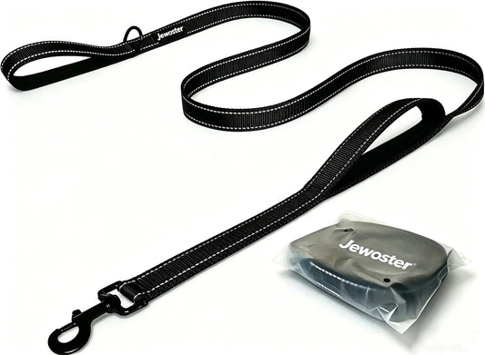 Heavy Duty Dog Leash - 2 Handles by Padded Traffic Handle for Extra Control, 6Foot Long - Perfect for Medium to Large Dogs (6 Ft, Black)